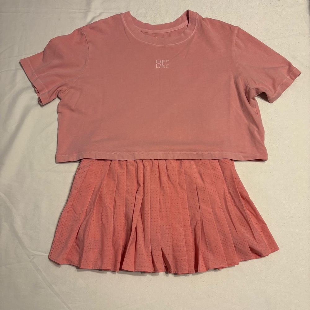 OFFLINE Pink Cropped Top and Skirt Set